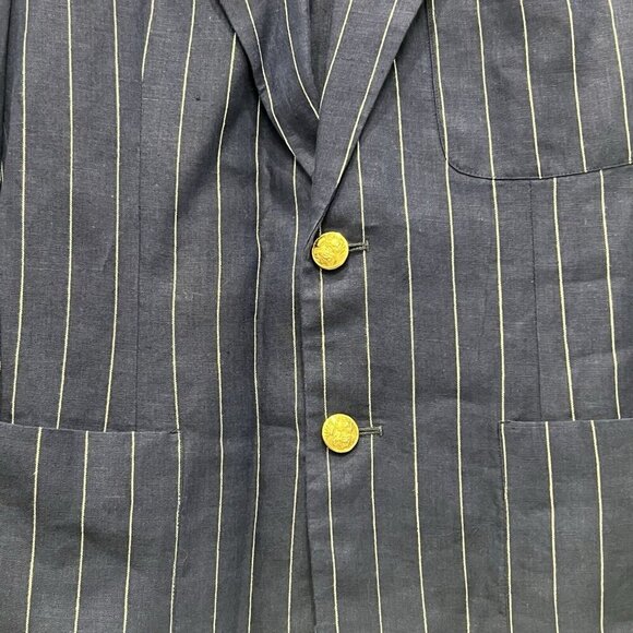 *SOLD*Ralph Lauren Blue Pinstriped Linen Women 2 Piece Suit USA Blue Label VTG - Picture 4 of 16